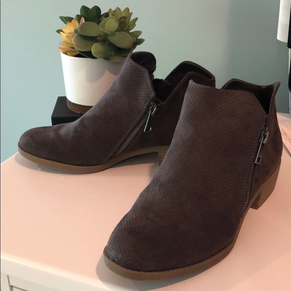 Brown suede booties Size 8